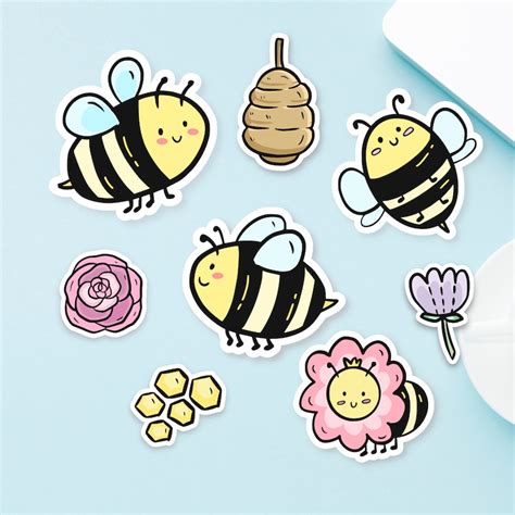 Bee Sticker Set Honey Bee Sticker Bundle Cute Bee Sticker Etsy