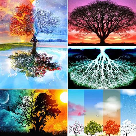 5d Diy Diamond Painting Four Seasons Tree Rhinestone Picture Full