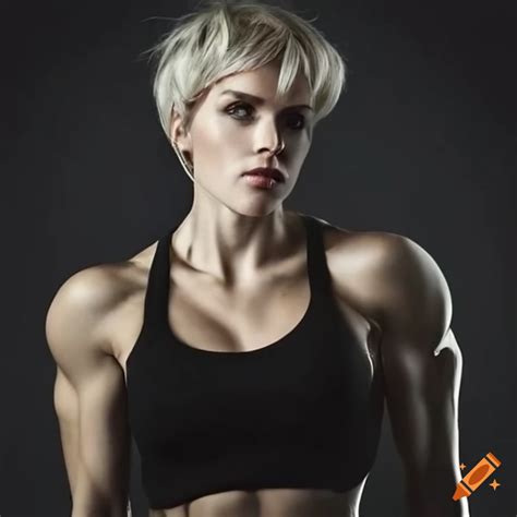 Image Of A Strong Woman With Short Blond Hair