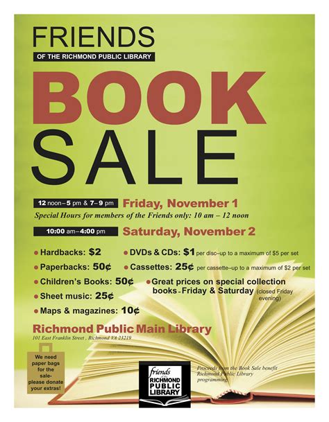 Fall Book Sale Friends Of The Richmond Public Library Friends Of The