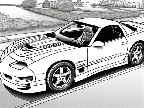 Detailed Coloring Page Of A 1999 Pontiac Firebird Trans Am WS6 MUSE AI