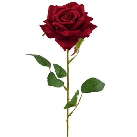 Red Velvet Open Roses Artificial Silk Single Stem Roses