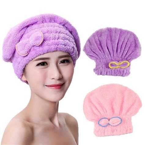 4 Colors Microfiber Solid Quickly Dry Hair Hat Womens Girls Ladies Cap