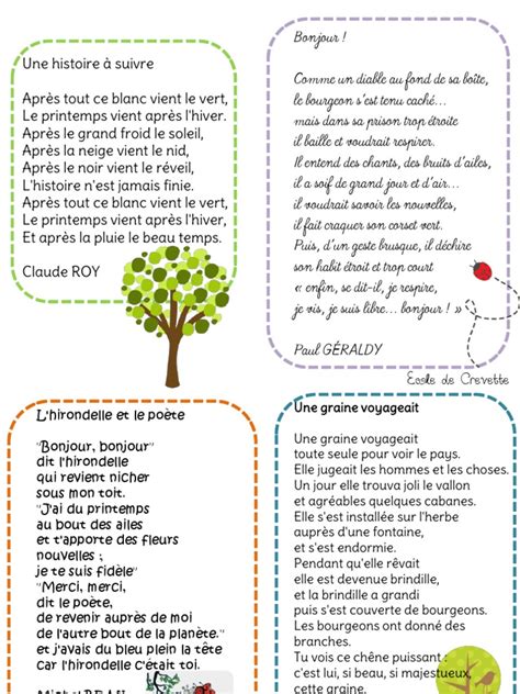 Poesies Sur Le Printempspdf Printemps La Nature