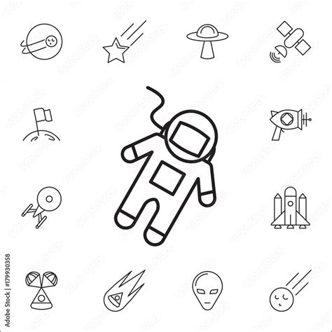 Vecteur Stock Astronaut Icon Set Of Space Icons Signs Outline