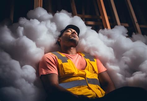 Premium Ai Image Construction Worker Sleeping On Coton Clouds At The