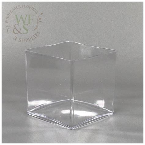 Square Plastic Cube Vase 6 Inch X 6 Inch Wholesale Flowers And Supplies