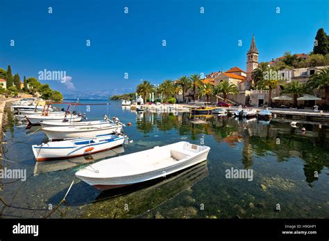 Splitska Village On Brac Island Waterfront View Dalmatia Croatia