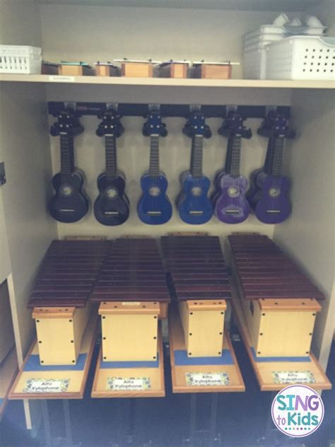 Ukulele Storage In The Music Classroom On The Wall Racks And More