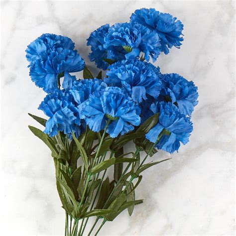 Royal Blue Artificial Carnation Bush Bushes Bouquets Floral