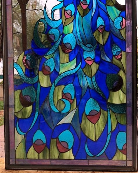 Wow Colorful Peacock Stained Glass Window Panel