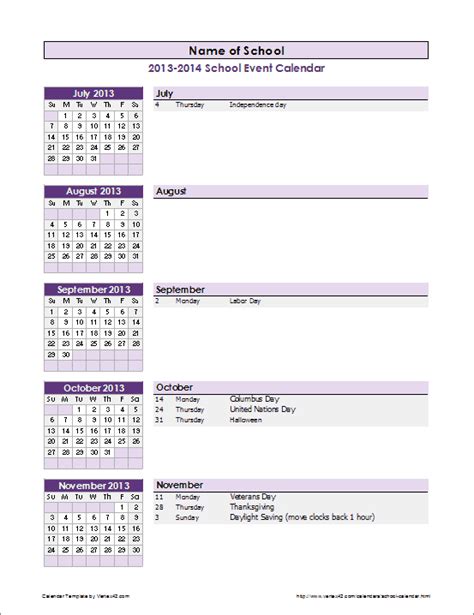 School Calendar Template Event Calendar Template School Calendar