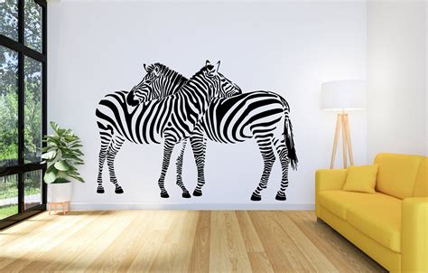 Zebra Wall Decal Animal Wall Sticker Wild Animal Decal Zebra Etsy
