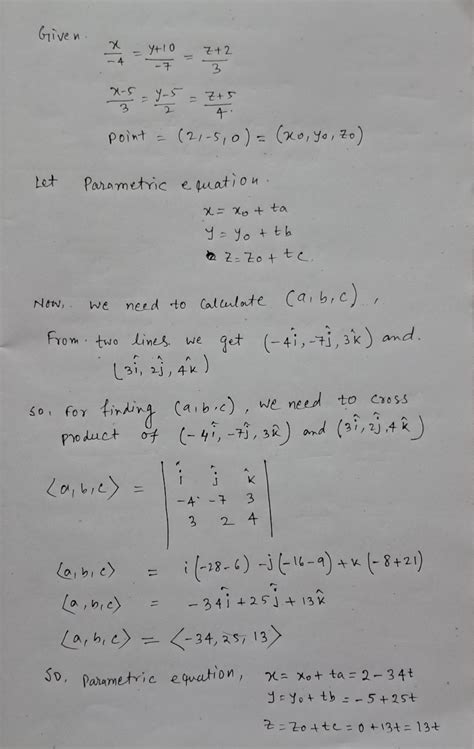 Solved 13 Determine The Parametric Equation Of The Line Whose Direction Course Hero