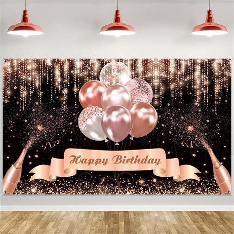 Rubfac Happy Birthday Banner Decorations Backdrop Glitter