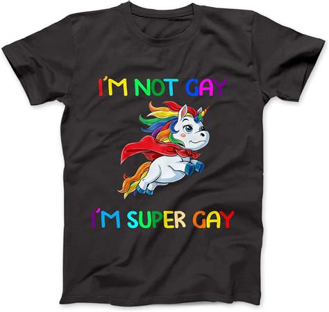 BestTeesEver I M Not Gay I M Super Gay Pride LGBT Flag Unicorn T Shirt