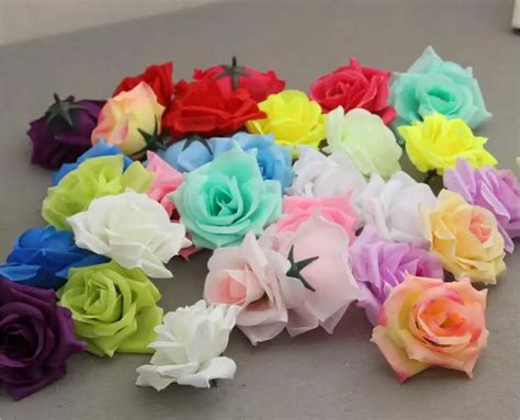 100pcs 8cm Handmade Artificial Flowers Heads Rose Silk Flower Ball Head