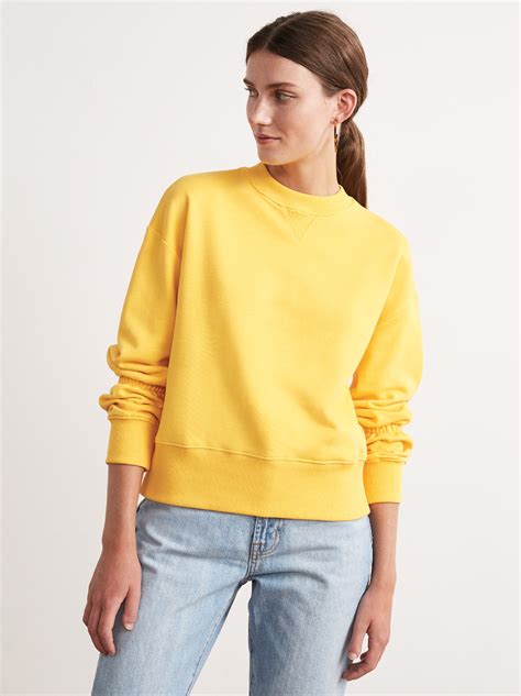 Roman Yellow Cotton Elasticated Sweatshirt | Women's Sweatshirts | KITRI