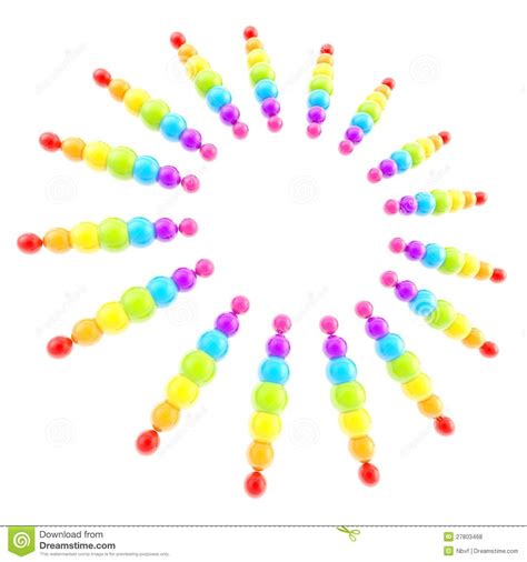 Rainbow Circular Frame Made Of Glossy Spheres Stock Illustration