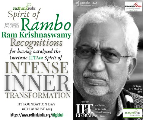 Spirit of “Rambo” Ram Krishnaswamy Recognitions – ReTHINK INDIA
