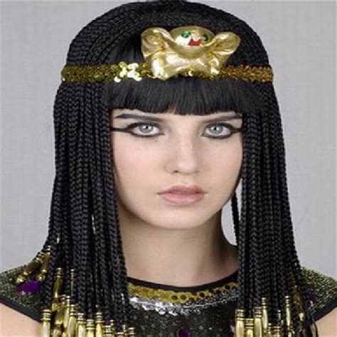 egyptian cleopatra high quality straight long black braid cosplay wigs movie film egyptian