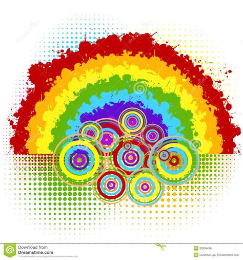 Background With Rainbow And Circles Stock Illustration Illustration