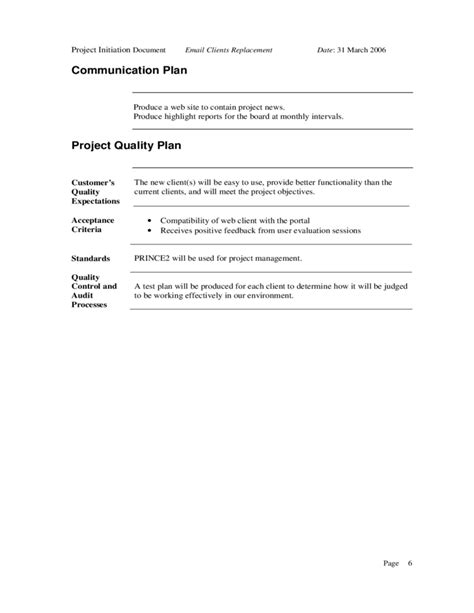 Project Initiation Document Sample Free Download