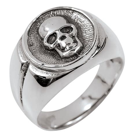 Skull Signet Sterling Silver Ring In 2020 Mens Skull Rings Skull