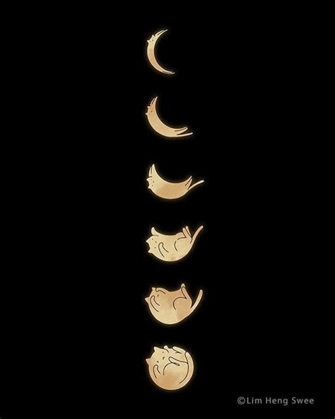 Cat Landscape 57 Phases Of The Meow Art Print In 2020 Moon Phases