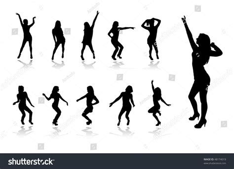 Silhouettes Of Dancing Girls In A Nightclub Stock Vector Illustration
