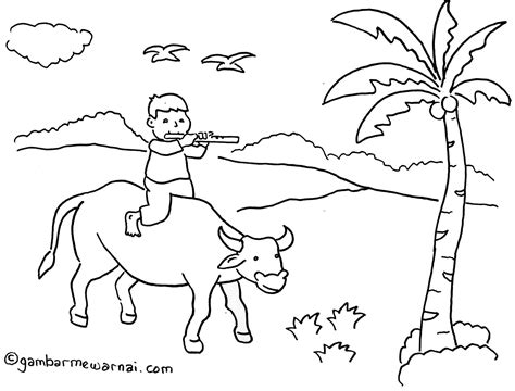 Mewarnai Gambar Anak Gembala - Gambar Mewarnai