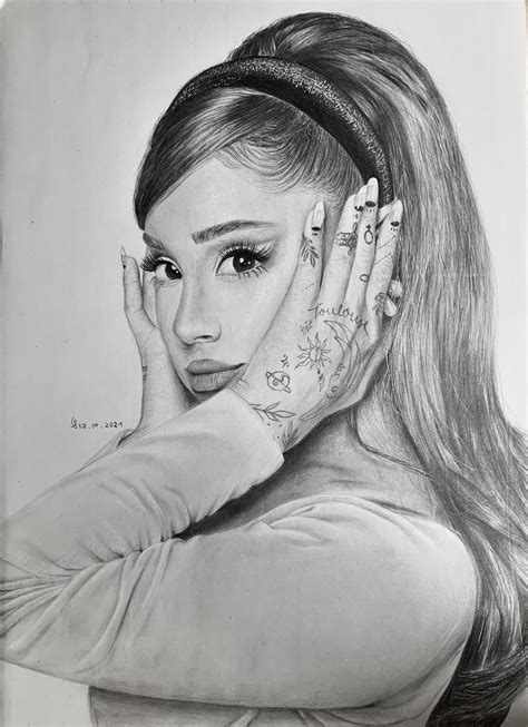 Ariana Grande Pencil Drawing Profile