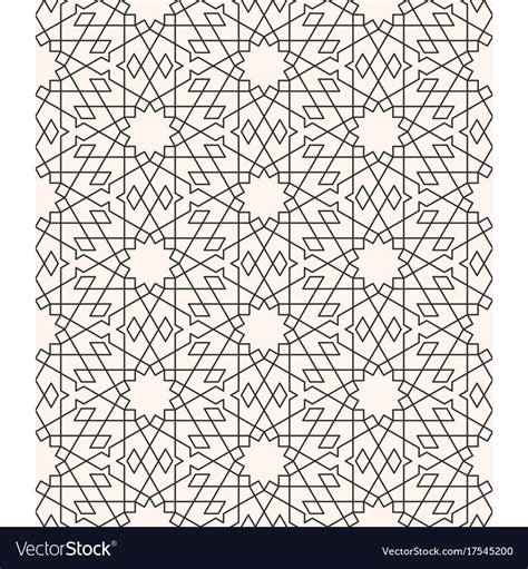 Geometric Arabesque Seamless Pattern Line Art Vector Image