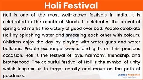 Essay On Holi In English 100 150 200 500 Words