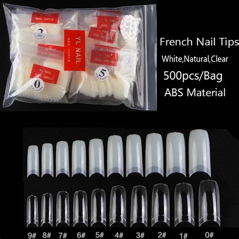 1bag500pcs Clear White French False Tip 0 9 Nail Short Half Cover