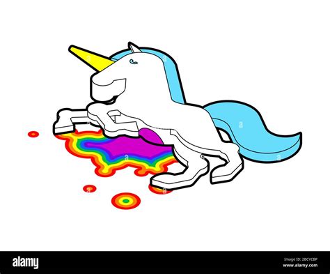 Dead Unicorn Blood Rainbow Deceased Magic Horse Vector Illustration