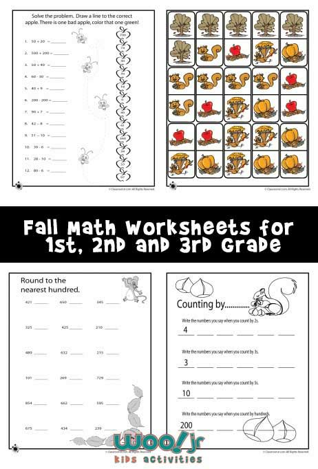 Fall Math Worksheets for 1st, 2nd & 3rd Grade | Woo! Jr. Kids Activities