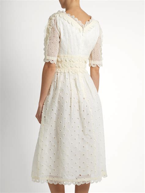 Zimmermann Winsome Tea Broderie-anglaise Cotton Midi Dress in Natural - Lyst