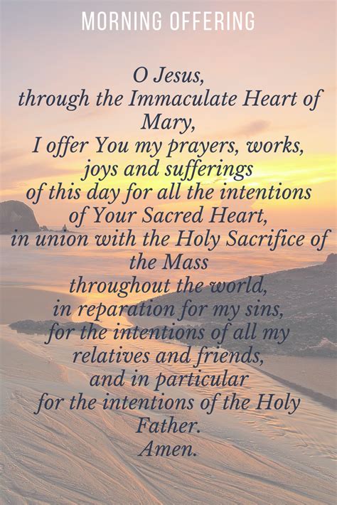 Morning Offering Prayer Morning Prayer Catholic Offering Prayer