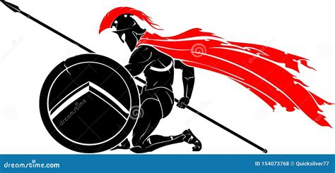 Kneeling Spartan Warrior Stock Vector Illustration Of Full 154073768