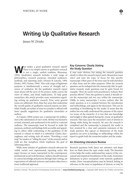 Writing an qualitative research paper is one in which you will have used people's opinions and experiences to gain the information for your research. Qualitative Research Paper Examples Student In The ...