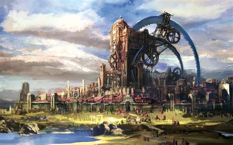 Drawing Building Steampunk Cities Wallpaper 1920x1200 62019
