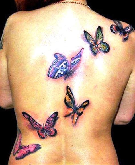 Colorful Butterflies Tattoo On Full Back