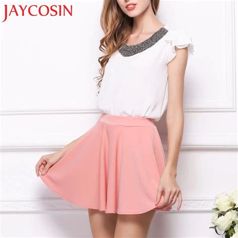 Jaycosin Womens Fashion Summer Pure Color High Waist Pleats Bottoming Half Body Skirt Fashion