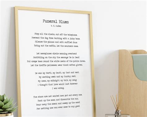 Funeral Blues Or Stop All The Clocks W H Auden Four Weddings Funer