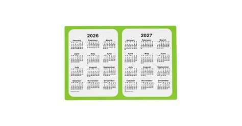 2026 2027 Yellow Green 2 Year Calendar By Janz Placemat