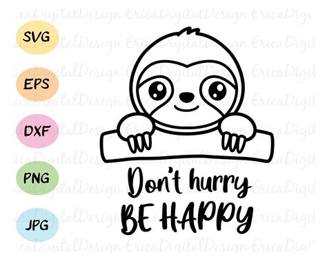 Cute Baby Sloth Outline Svg Kawaii Sloth Face Cut File Etsy