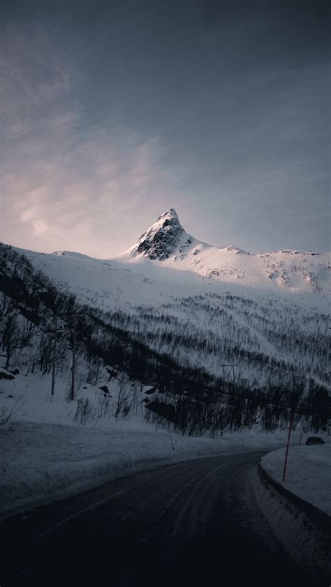 Download Wallpaper 1080x1920 Mountain Peak Road Snowy Samsung Galaxy