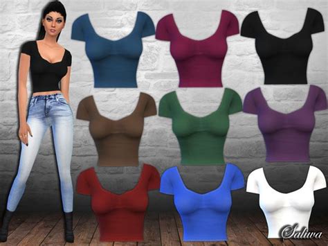 The Sims Resource Casual Fit Crop Tops By Saliwa Sims Downloads Sims Clothing Sims