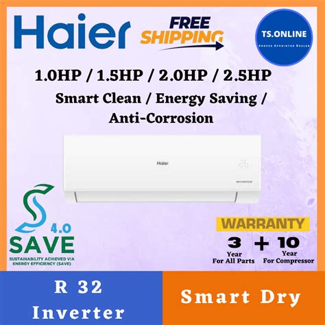 Free Shipping Clean Cool Haier Inverter Air Conditioner Smart Clean Smart Dry Hsu Vqa
